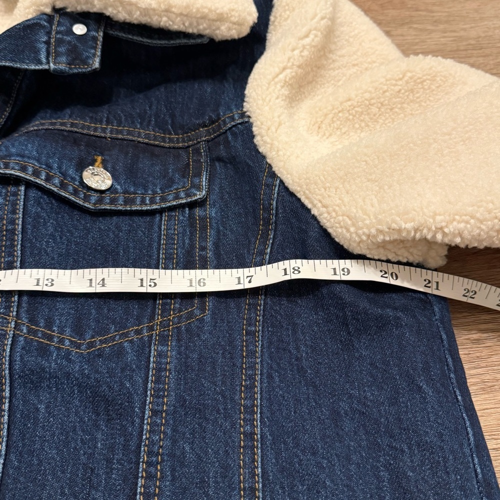 Seroya Mink Teddy Denim Jacket Women’s S/M Belted Winter Lined Oversized Jean - Picture 9 of 11